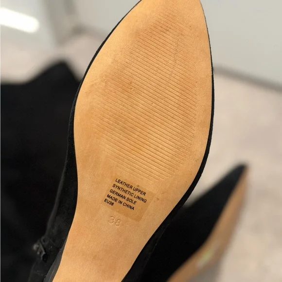 Silent D X Anthropologie All Black Kitten-Heel Suede Boots - Picture 4 of 5